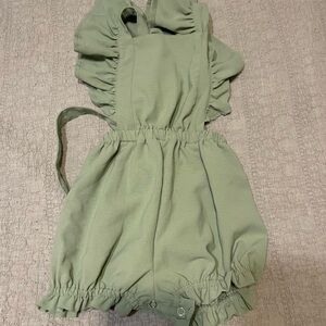 Sage green cross back tie romper